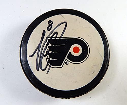 Robert Hagg #8 assinou o Philadelphia Flyers Hockey Puck Auto 232 - Pucks autografados da NHL