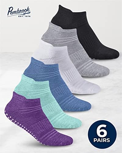 Meias Pembrook Grip para mulheres e homens - 6 pares de meias de barra com garras para mulheres | Mulheres sem derrapagem femininas