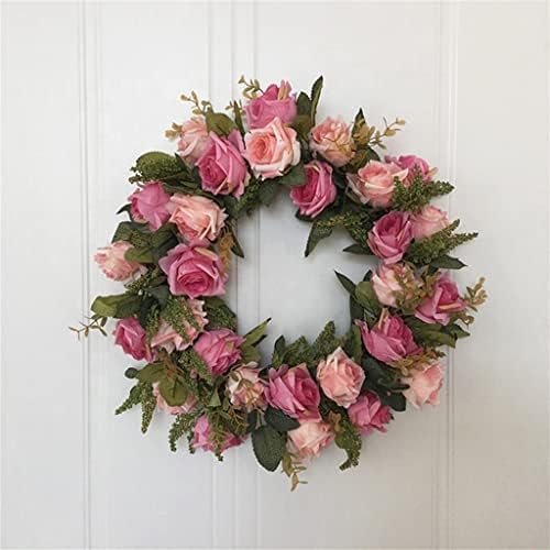 Grinalda grossa de 17 polegadas de duas cores de rosa de rosa grinaldas para decoração de porta de flores de flores de casamento