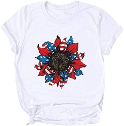 4 de julho camisetas camisetas para mulheres de manga curta T-shirts S-shirts USA SPANDS TIE-DYE PATRIOTIC CAMIS