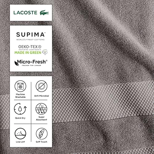 Lacoste Heritage Supima algodão toalha de mão, Croc Green, 16 x 30