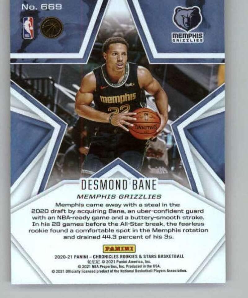 2020-21 Panini Chronicles 669 Desmond Bane RC RC Memphis Grizzlies NBA Basketball Trading Card