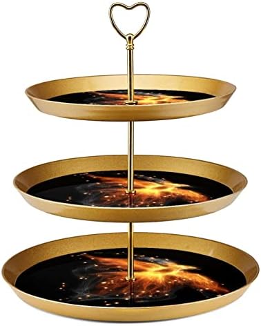 Bolo Stands Conjunto de 3, Burning Fiery Biry Pedestal Display Table Sobessert Cupcake Stand para Celebração do chá de bebê de casamento