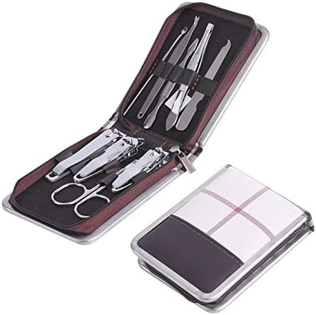 TTUCFA 9PCS Tamanho portátil Viagem Kit de clipper de unhas de aço inoxidável Cuidado com unhas de aço