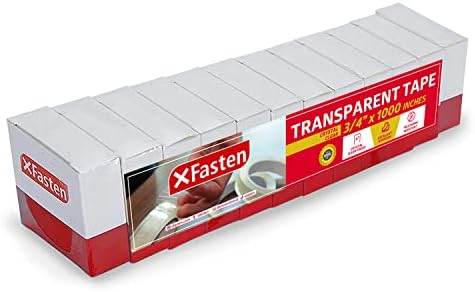 Fita transparente transparente de XFasten Crystal 3/4 de polegada por 1000 polegadas, pacote de 12, rolos de reabastecimento