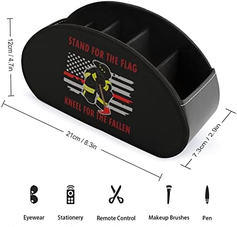 Bandeira da linha vermelha dos bombeiros dos EUA portador de controle remoto moderno com 5 compartimentos PU Couro Muti-funcional Organizador de mesa Organizador de armazenamento de mesa