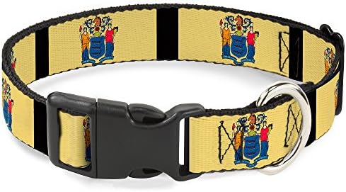 Buckle-Down 18-32 Bandeiras de Nova Jersey/colar de clipe de plástico preto, amplo grande