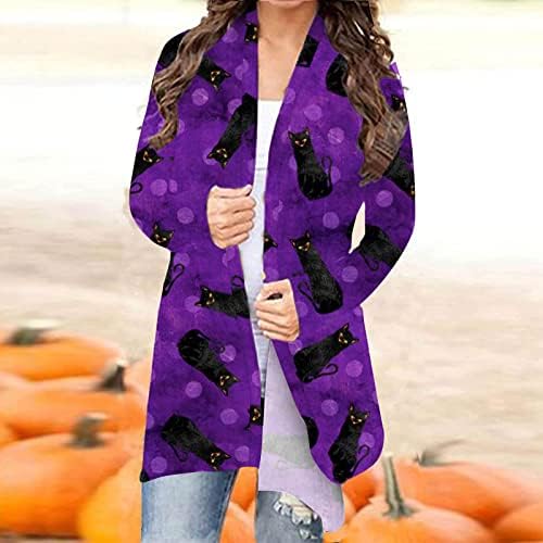 Cardigans de outono para mulheres 2022 Cardigan de Halloween Open Frente Front Slave Longa Gótica Longa Casa Longa Casa Tops de