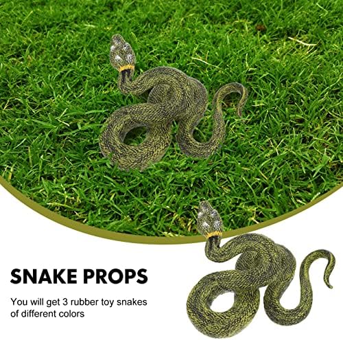 ABoofan Rubber Snakes 3pcs 3pcs Realistic Snakes de borracha Snake Snake Toys for Halloween Brank Adere