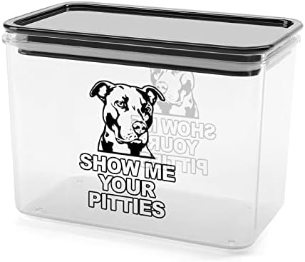 Mostre -me seu Pitties Pitbull Storage Box Plástico Organizador de alimentos Latas de recipiente com tampa para cozinha