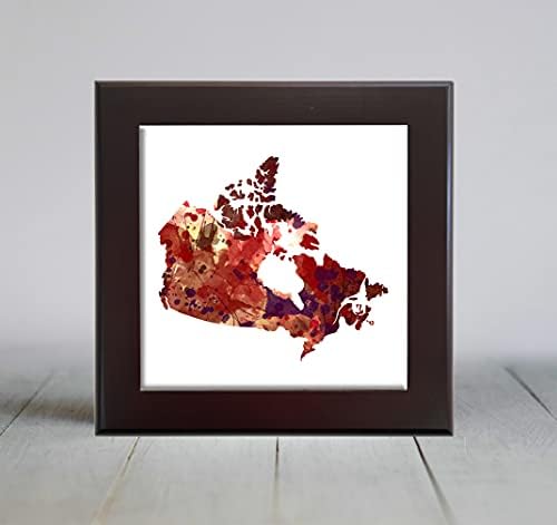 Red Abstract Canada Canadá Arte em aquarela Decorativa Tile