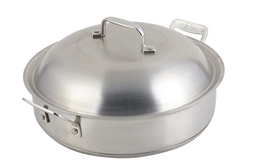 Bon Chef 60001 Indução de aço inoxidável Cucina Saute Pan, capacidade de 4 litros, 13-29/32 Comprimento x 11-19/64 Largura x 3 altura