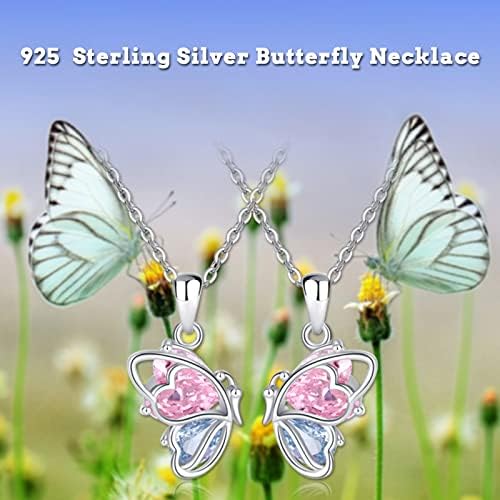925 colares de borboleta de prata esterlina Conjunto 2 Mãe e filha Colares Tia sobrinha combinando colar de melhor amigo