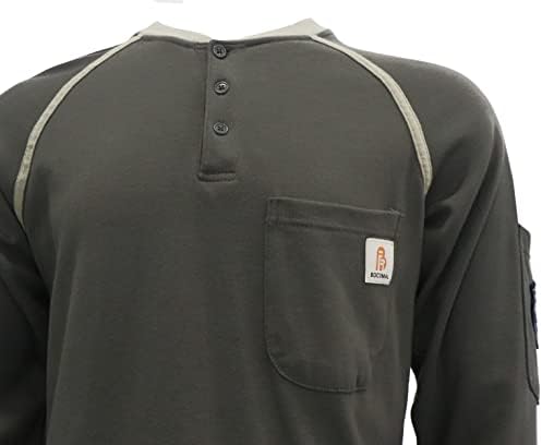 Camisas Bocomal FR para homens camisas resistentes à chama NFPA2112/CAT2 7,1oz de manga longa de manga comprida Henley Shirts