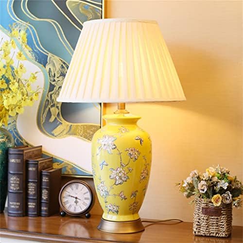 Fksdhdg de mesa de mesa cerâmica flor flor e pássaro pintado à mão luminária de cabeceira de mesa de cabeceira lâmpadas decorativas de lâmpadas decorativas