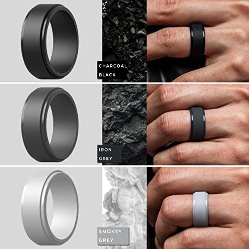 Thunderfit Silicone Rings for Men - Airgrooves respiráveis ​​Etapa Edge de 10 mm de largura - 2,5 mm de espessura