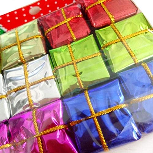 TOMAIBABY 72PCS Caixa de presente Ornamentos de Natal 2,5-5 cm mini caixas presentes caixas em miniatura caixas de decoração de folhas de decoração de cores variadas