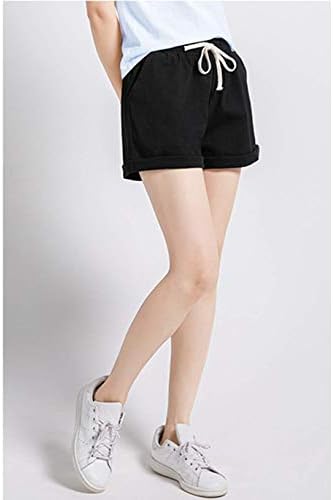 Vcansion feminino feminino de algodão e elástico de algodão shorts de cordão de tração de tração de verão com bolsos