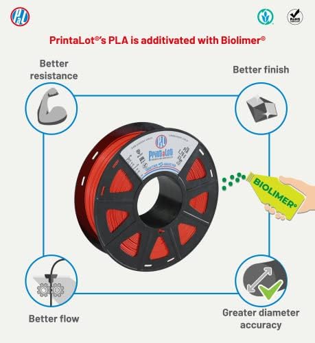 Filamento da impressora Printalot PLA 3D, precisão dimensional +/- 0,03 mm, 1 kg de bobo, 1,75 mm de pedra