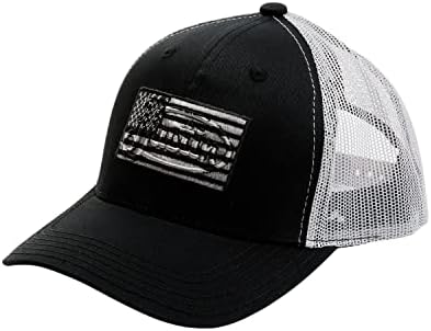 Justin Men's American Flag Bordado Logo Patch Mesh Ball Ball Cap preto