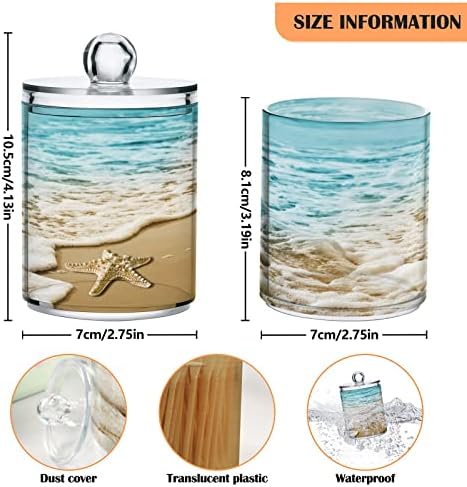 Seastar Wave Cotton Swab Suports Recipientes de banheiro Jarros com tampas conjuntos de algodão Ball Pad Round Solder Jar para