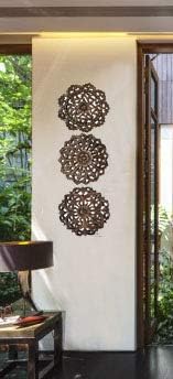 Conjunto de 3 placas de parede de madeira esculpida. Parede floral de madeira pendurada. Decoração de parede de madeira rústica. Brown.Size 12 rodada