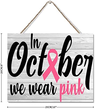 Câncer de mama de placa de madeira outubro de fita rosa Placa personalizada sinal de porta decorativa sinal de madeira