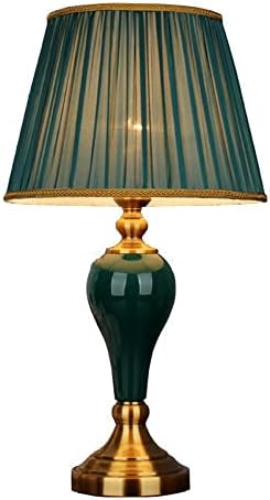 Lâmpada de mesa Yhqsyks Lâmpada européia de cabeceira de cabeceira Jingdezhen porcelana Lâmpada de mesa com lâmpada de lâmpada de forma de barril chinoaserie lâmpadas de estilo para leitura （verde/vermelho)