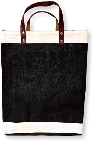 Saco de bolsa de alça de alça de alça grande e de alça de couro e algodão ecológico e algodão