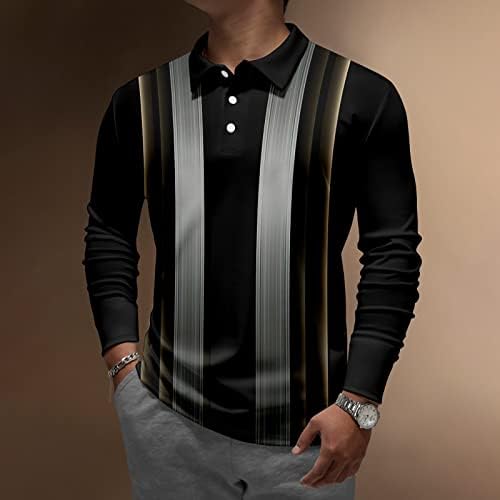 Camisas pólo para homens de lapela masculina de manga longa Top casual top solto camisa de camisa esportiva