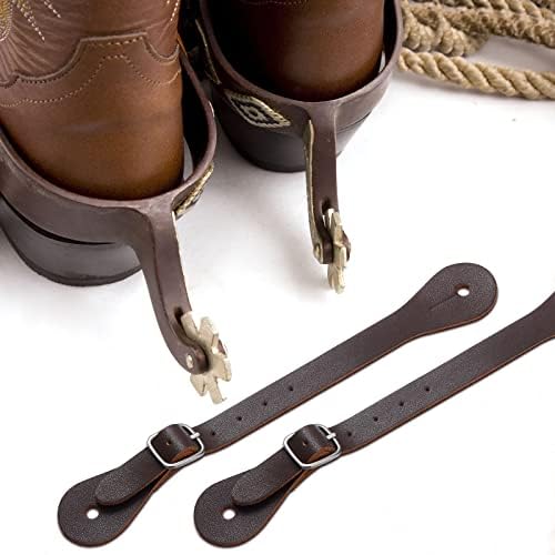 Saintrygo 2 peças Spur de couro tiras de tiras ocidentais Men tiras de botas ajustáveis ​​Correias de esporão de salmão para botas homens ocidentais homens cavalgadas, 9,8 polegadas