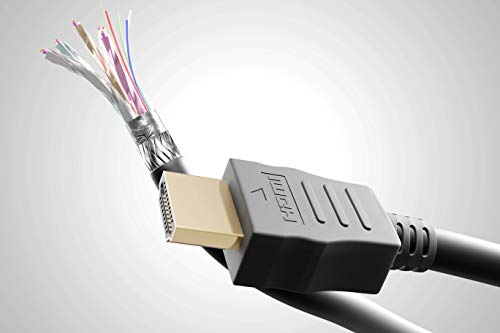 GOOBAY 31911 Cabo HDMI padrão com Ethernet, banhado a ouro, preto, 6 mm de diâmetro, comprimento de cabo 10 m