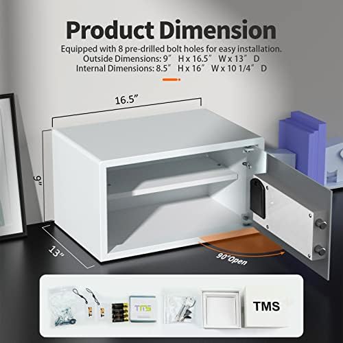 TMS Solid Carbon Steel Auto-Open Safe Box, RFID e Função NFC Caixa de trava de exibição LED, 1.1 Cubo Home Safe,