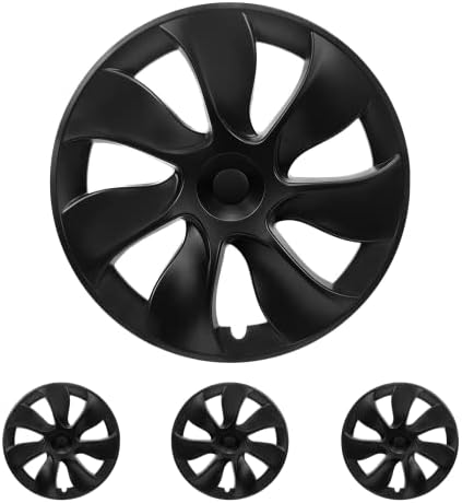 Kavanic se encaixa em Tesla Modelo Y Tampa da roda Hubcap Hubcap 19 polegadas Matte Black Support Logo Symmetry Design Blade