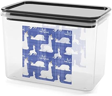 Alpaca de lhama de desenhos animados fofa com contêiner de armazenamento de alimentos unicórnio caixas de armazenamento transparente de plástico com tampa de vedação