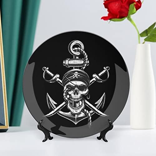 Placa decorativa ancorcerâmica com espadas de caveira pirata com stand osso china placa em casa para casa de estar em casa cozinha