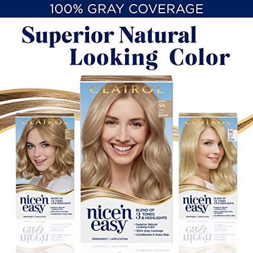 Clairol Nice'n Easy Permanent Hair Dye, 8a Cinzeiro de cinzas médias cor de cabelo, pacote de 3
