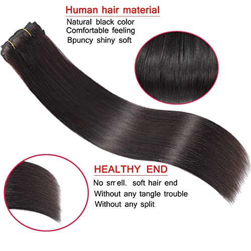Clipe de showfa em extensões de cabelo para cabelos humanos reais Extensões de cores pretas naturais Clipe Ins 18 polegadas