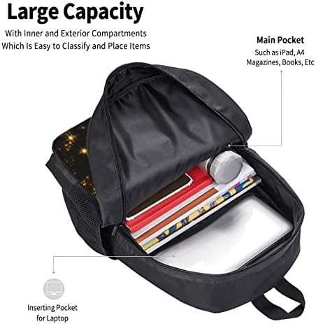 Aseelo Gold Black School Backpack Large College Backpack Casual Bookbag Daypack para meninos meninos adolescentes