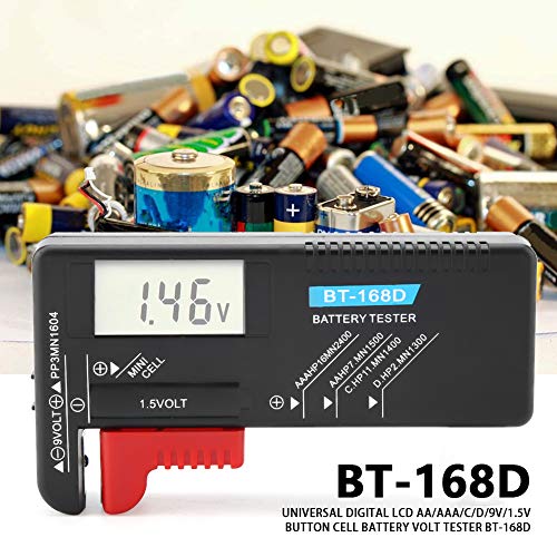 Testador de bateria, LCD Exibir o verificador Volt de bateria pequena para AAA AA C D 9V 1.5V Botões Baterias de células pequenas