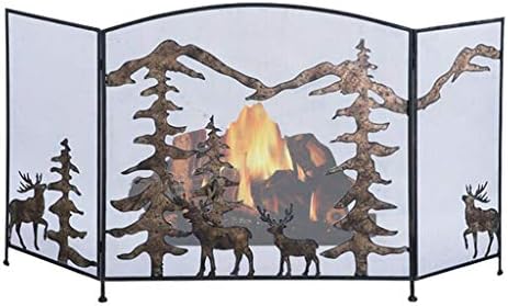 Tela de malha de ferro forjado de 3 painéis BBGS, grade de guarda de faísca de incêndio para decoração da casa da sala de estar
