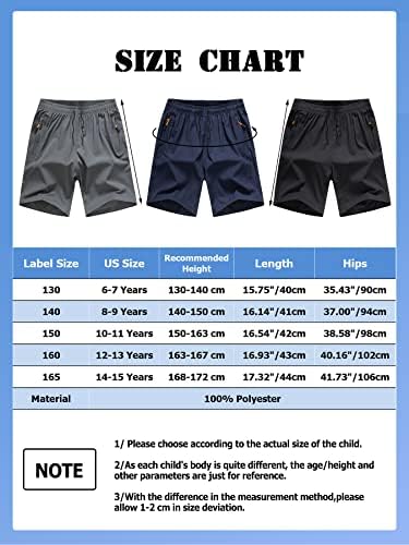 Shorts atléticos do Natust Boys 'Loose Fit com bolsos de zíper rápido de corrida seca rápida