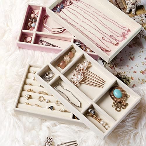 Caixa de exibição de jóias, caixa de exibição de jóias de várias grades de madeira à prova de poeira, fácil de limpar a caixa de armazenamento de jóias para o organizador de jóias de pulseira para menina