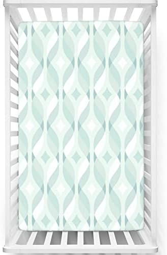 Lençóis mini-berços com temas do mar de Seafoam, lençóis portáteis de mini berço lençóis macios e respiráveis ​​lençóis de berço bebê para menina ou menino, 24 “x38“, azul pálido