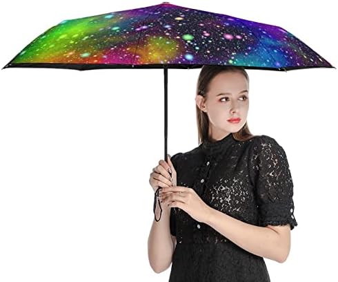 Universo colorido brilhante Viagem Guarda -vento 3 Folds Automóvel Aberto Fechar um guarda -chuva dobrável para homens