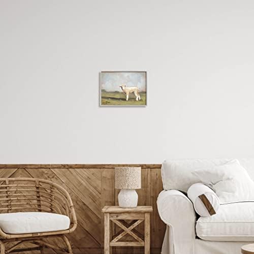 Stuell Industries Baby Lamb Farmland Animal Giclee Arte de parede emoldurada, design de Sara Baker