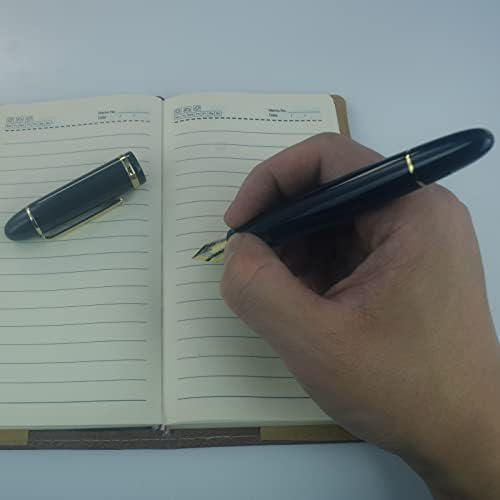 Jinhao x159 caneta -tinteiro, acabamento dourado, azul, ponta fina de 18 kgp com conversor de recarga de tinta