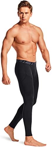 TSLA 1 ou 2 embalam calças de compressão térmica masculina, perneiras esportivas atléticas e calças justas, camada de