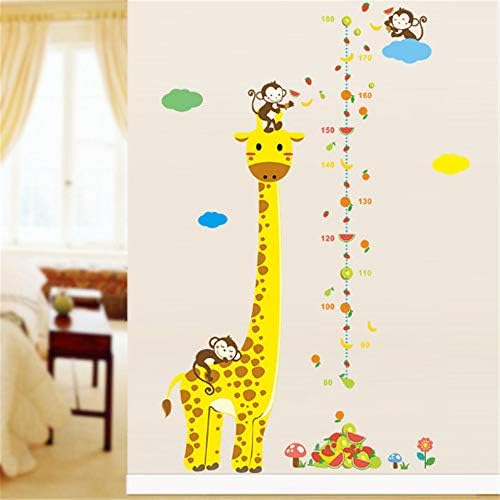 Cartoon Medida adesivos de parede para crianças quartos giraffe macho altura mapa de régua decalques decoração de