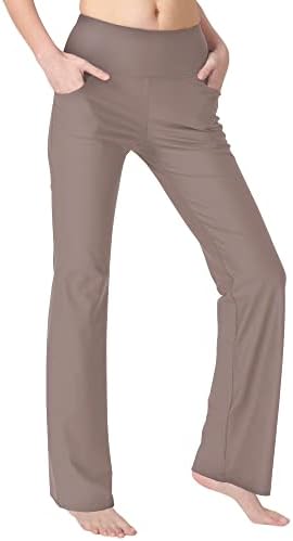 Calças de ioga de bootcut zerônicas para mulheres com bolsos de cintura alta calças de trabalho de barriga de barriga de barriga